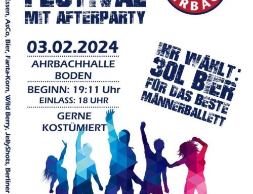 Tanzfestival mit Afterparty am 03.02.2024 in der Ahrbachhalle in Boden